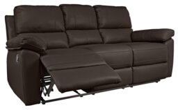 Argos Home Toby Faux Leather 3 Seater Recliner Sofa - Brown - thumbnail 1