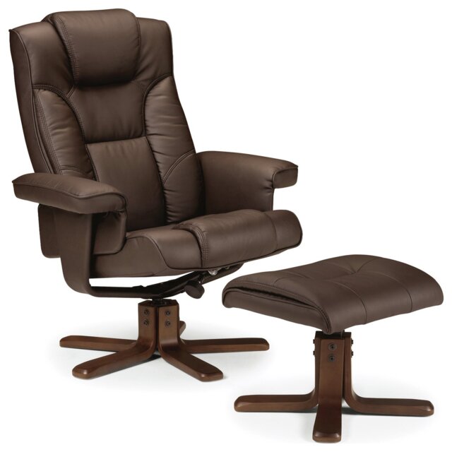 Julian Bowen Malmo Recliner Chair & Footstool - Brown - image 1