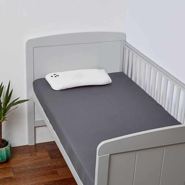 Panda Kids Bamboo Plain Grey 2 Pack Fitted Sheet - Cotbed - image 1