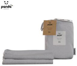 Panda Kids Bamboo Plain Grey 2 Pack Fitted Sheet - Cotbed - thumbnail 2