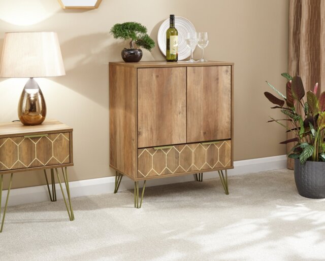 GFW Orleans 2 Door Wine Cabinet - Mango Wood Effect - image 1