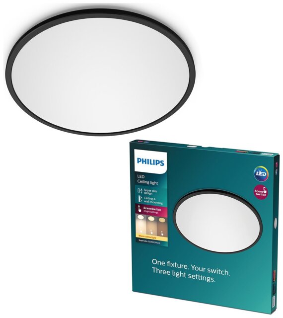 Philips Super Slim LED Flush to Ceiling Light - Black - image 1