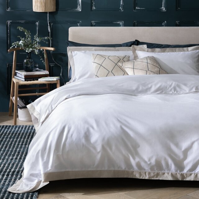 Habitat Cotton 180TC Oxford Edge White Bedding Set-Superking - image 1