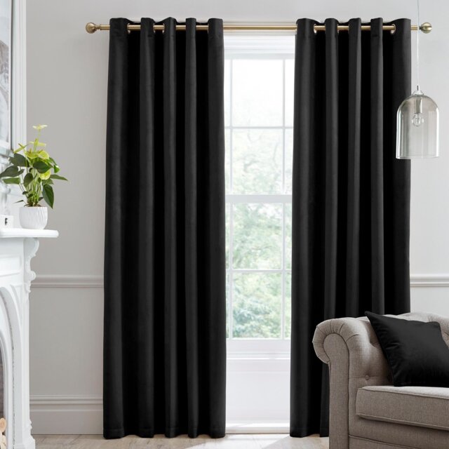 Laurence Llewelyn-Bowen Montrose Blackout Eyelet Curtains - Black - 117x137cm - image 1