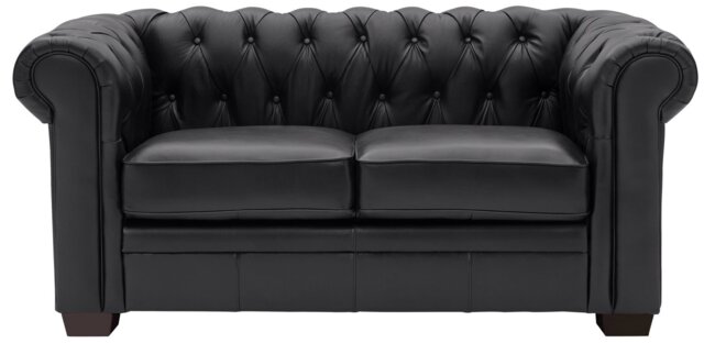 Habitat Chesterfield Leather 2 Seater Sofa - Black - image 1