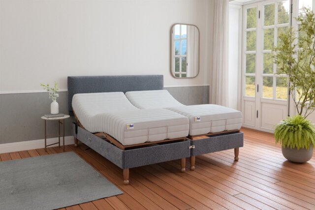 Mibed Memory Superking Adjustable Bed With Mattress - Grey - image 1