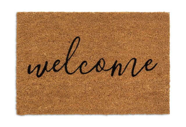 Habitat Welcome Natural & Black Short Pile Doormat - 60x40cm - image 1