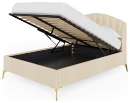 GFW Pettine Double Velvet Ottoman Bed Frame - Cream - thumbnail 2
