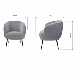 GFW Amelle Pleated Velvet Accent Chair- Grey - thumbnail 2