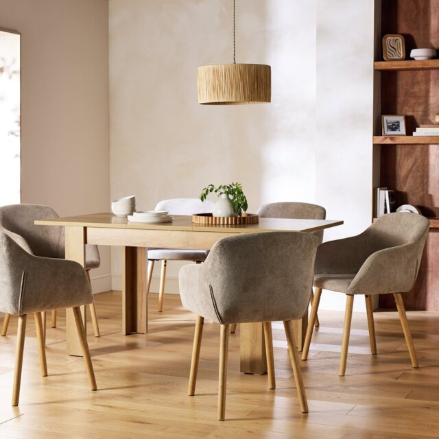 Argos Home Miami Extending Dining Table & 6 Natural Chairs - image 1