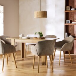Argos Home Miami Extending Dining Table & 6 Natural Chairs - thumbnail 1