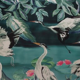 Argos Home Japonica Crane Blackout Teal Roller Blind 90x160 - thumbnail 2