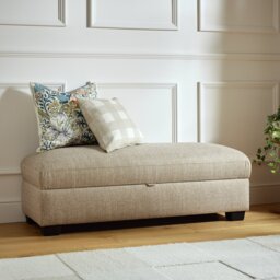 Argos Home Lisbon Fabric Storage Footstool - Stone