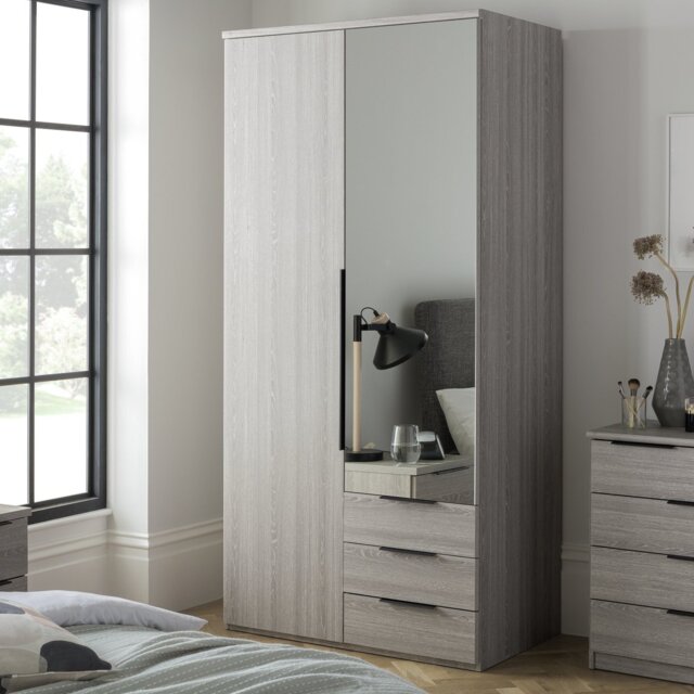 Argos Home Hallingford 2 Door 3 Drawer Wardrobe- White Gloss - image 1