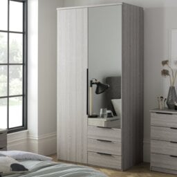 Argos Home Hallingford 2 Door 3 Drawer Wardrobe- White Gloss - thumbnail 1
