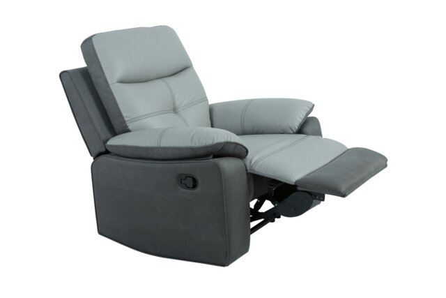 Argos Home Charles Leather Mix Manual Recliner Chair - Grey - image 1