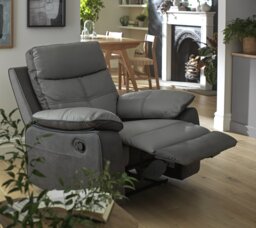 Argos Home Charles Leather Mix Manual Recliner Chair - Grey - thumbnail 2