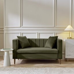 Argos Home Everly Velvet 2 Seater Sofa - Moss Green - thumbnail 1