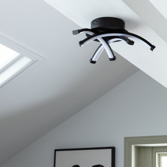 Argos Home Criss Cross Metal LED Flush Ceiling Light - Black - image 1