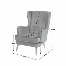 Habitat Callie Velvet Wingback Chair - Forest Green - thumbnail 2