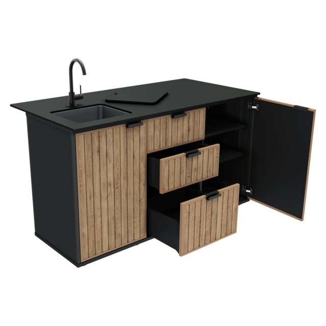Keter Compact Outdoor Kitchen Resin Prep Table - Wood Effect - image 1