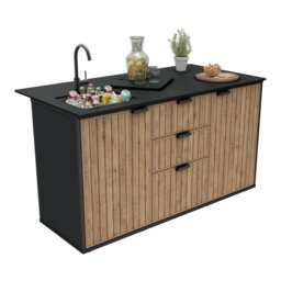Keter Compact Outdoor Kitchen Resin Prep Table - Wood Effect - thumbnail 2