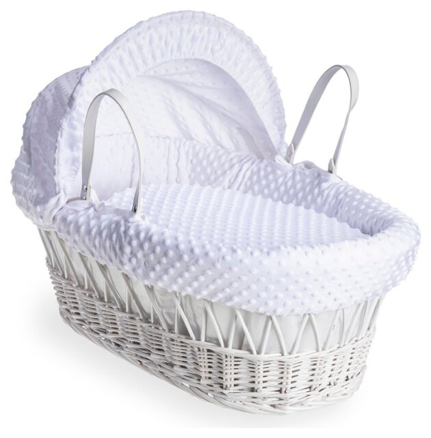 Clair de Lune White Dimple Moses Basket With Rocking Stand - image 1