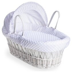 Clair de Lune White Dimple Moses Basket With Rocking Stand - thumbnail 1