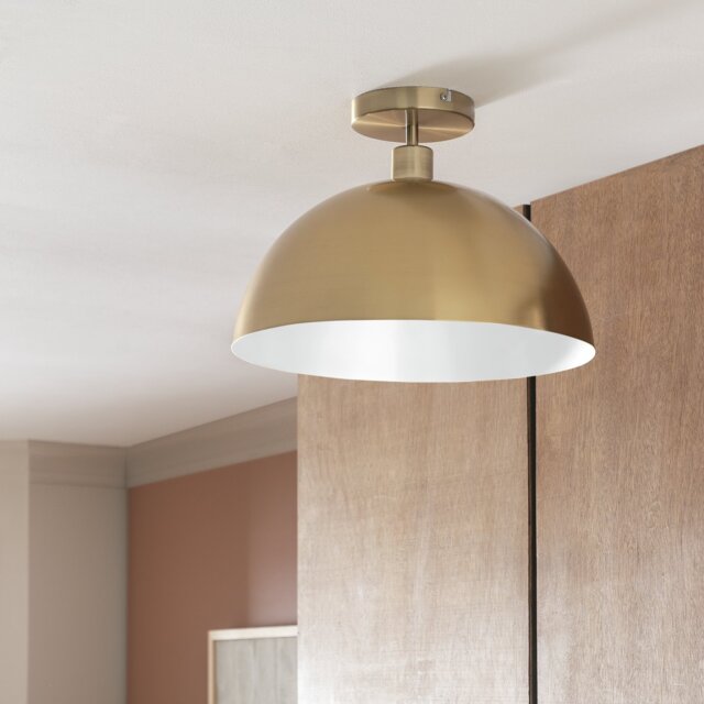 Habitat Steel Mushroom Flush Ceiling Light - Brushed Brass - image 1