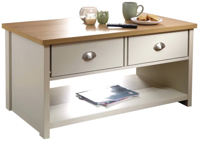 GFW Lancaster 2 Drawer Coffee Table - Cream - image 1