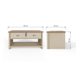 GFW Lancaster 2 Drawer Coffee Table - Cream - thumbnail 2