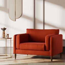 Habitat Newington Velvet Cuddle Chair - Orange - Dark Leg - thumbnail 2