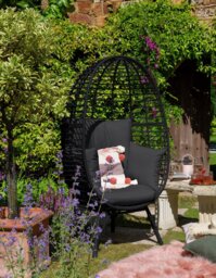 Habitat Kora Rattan Effect Garden Egg Chair - Black - thumbnail 1