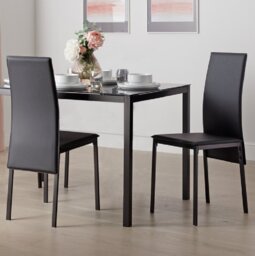 Argos Home Lido Pair of Faux Leather Dining Chair - Black - thumbnail 1