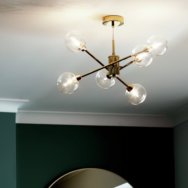 Habitat Sputnik Glass 6 Light Pendant Light - Gold - image 1