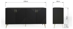 Frank Olsen Ava 4 Door Sideboard - Black - thumbnail 2