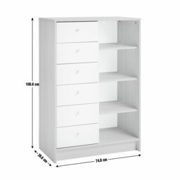 Argos Home Kids Malibu 6 Drawer Chest - White & Oak - thumbnail 2