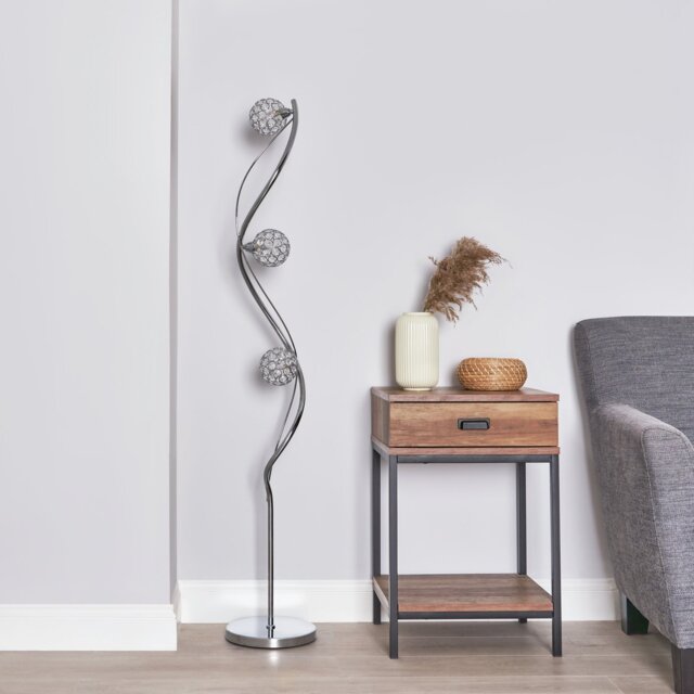 BHS Orchid 3 Light Multihead Floor Lamp - Chrome - image 1