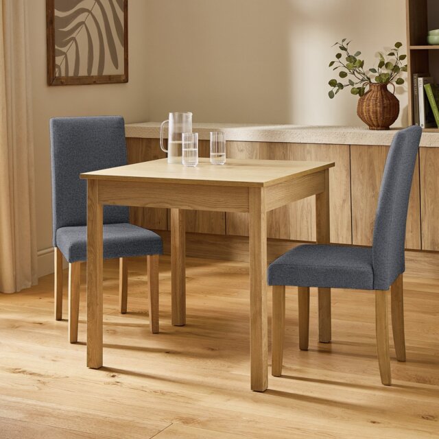 Argos Home Sendi Square Natural Dining Table& 2 Grey Chairs - image 1