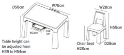 Liberty House Toys Kids Plastic Table and Chairs -White&Grey - thumbnail 2