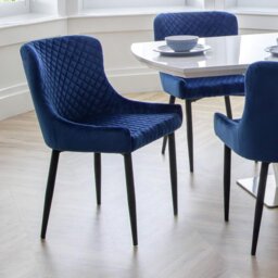 Julian Bowen Luxe Pair of Velvet Dining Chair - Blue - thumbnail 2