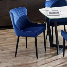 Julian Bowen Luxe Pair of Velvet Dining Chair - Blue - thumbnail 1