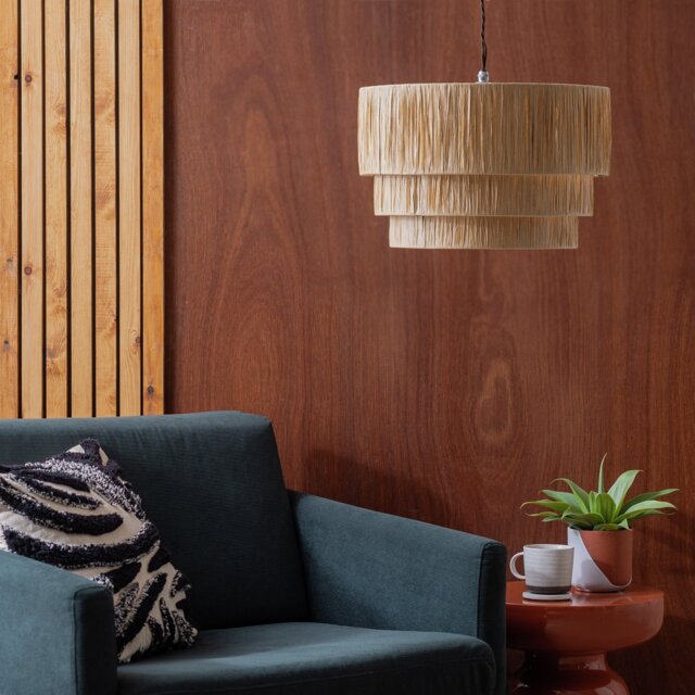 Argos Home Salto Beige Rattan 3 Tier Lampshade - 40cm - image 1