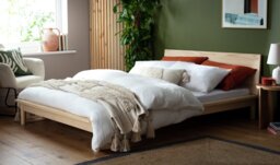Habitat Akio Small Double Wooden Platform Bed Frame- Natural - thumbnail 1