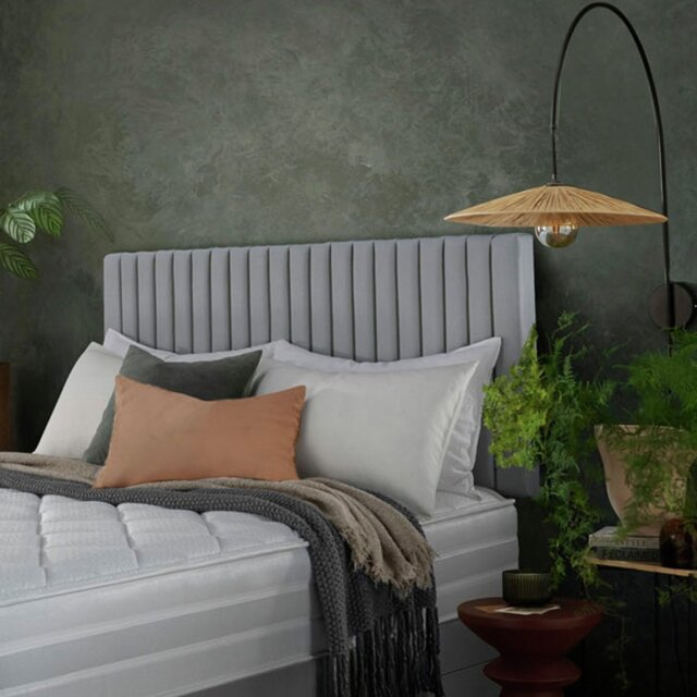Silentnight Dusk Fabric Single Headboard - Light Grey - image 1