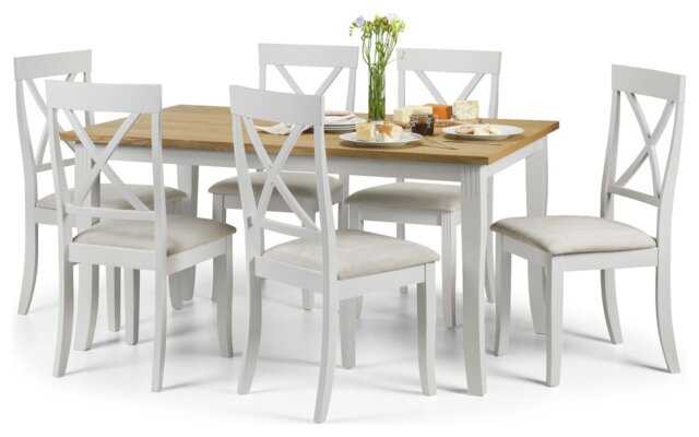 Julian Bowen Davenport Grey Dining Table & 6 Grey Chairs - image 1