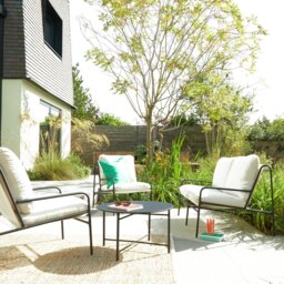 Habitat Tallak 4 Seater Metal Garden Sofa Set - Cream - thumbnail 1