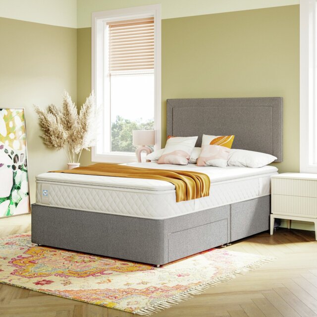 Sealy Pewter Kingsize 2 Drawer Divan Bed - Grey - image 1