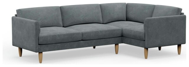 Hutch Slim Velvet Curve Arm 5 Seater Corner Sofa- Slate Grey - image 1