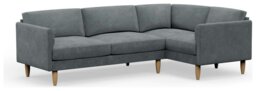 Hutch Slim Velvet Curve Arm 5 Seater Corner Sofa- Slate Grey - thumbnail 1
